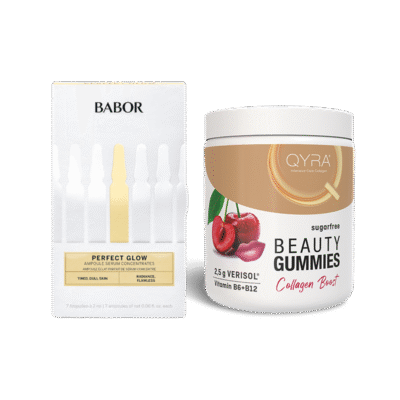 BABOR Perfect Glow ampulių ir QYRA kolageno rinkinys švytinčiai odai